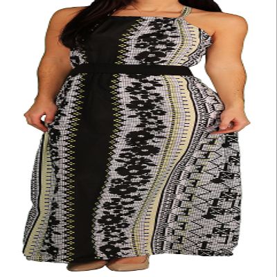 Apple Bottoms Junior Plus Aztech Print Halter Dress, Aztech, Size 2X