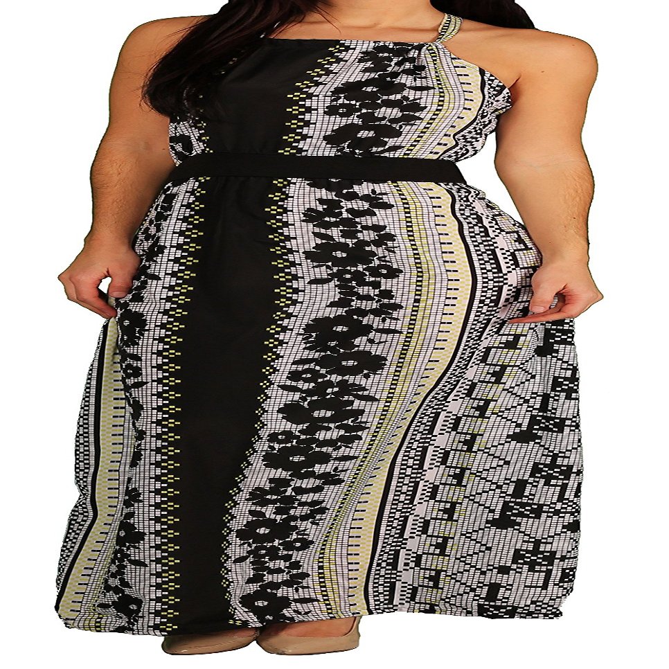 Apple Bottoms Junior Plus Aztech Print Halter Dress, Aztech, Size 2X