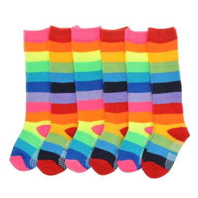 Angelina Girls Rainbow Striped Knee High Socks (6 Pairs, 9-11)