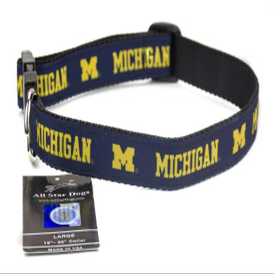 All Star Dogs Michigan Wolverines Ribbon Dog Collar - Small