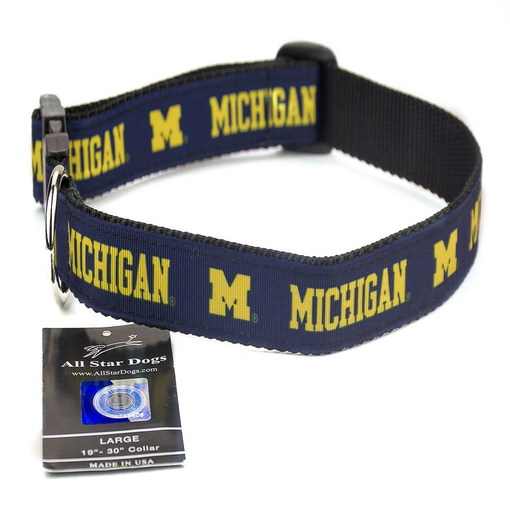 All Star Dogs Michigan Wolverines Ribbon Dog Collar - Small