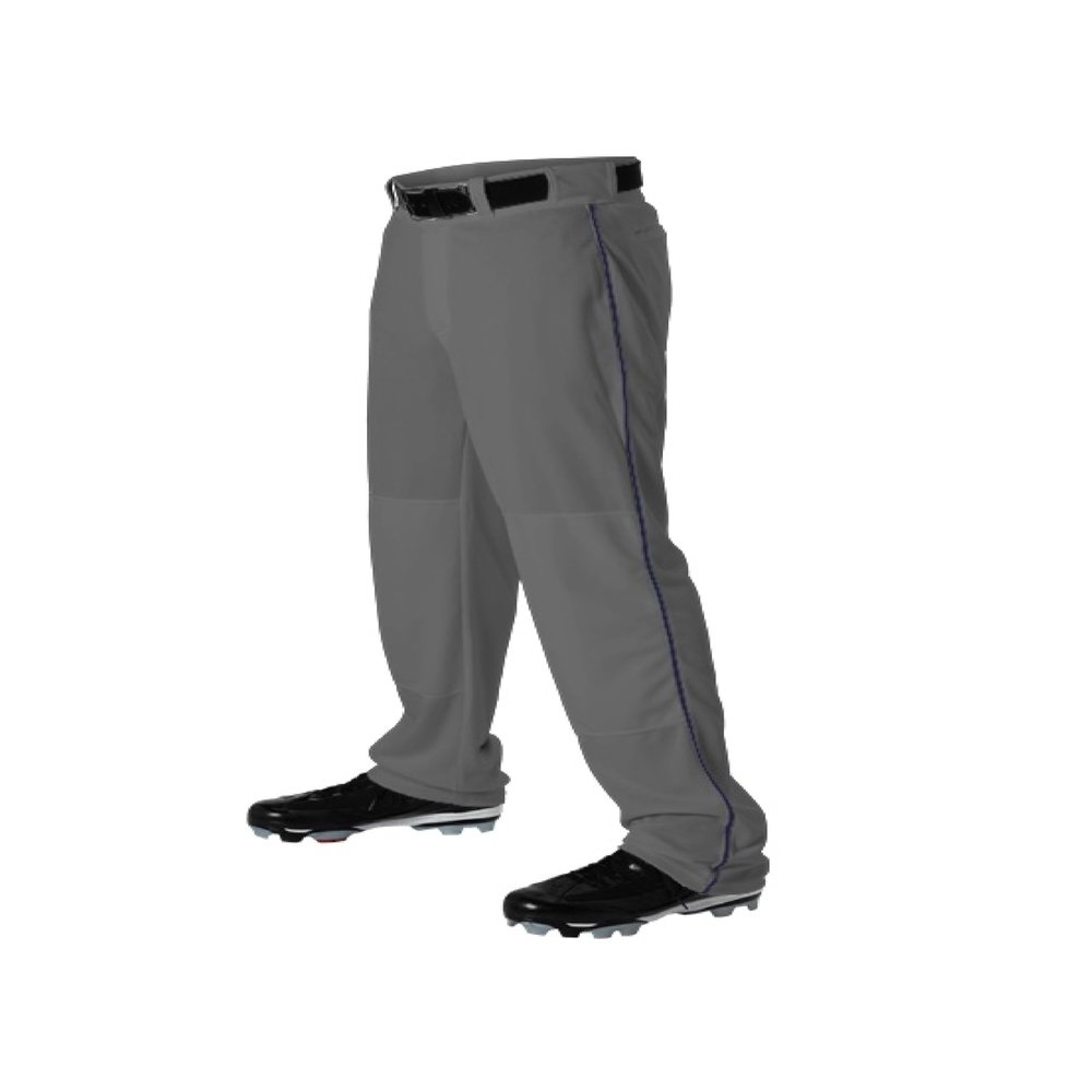 Alleson Athletic Men's Baseball Pants with Braid, Charcoal/Navy, Small