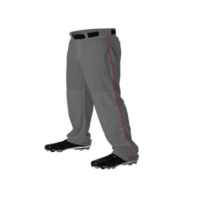 Alleson Athletic Men's Baseball Pants with Braid, Charcoal/Scarlet, 3X-Large