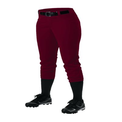 Alleson Athletic Girls Belt Loop Fastpitch Pant, Maroon, Medium