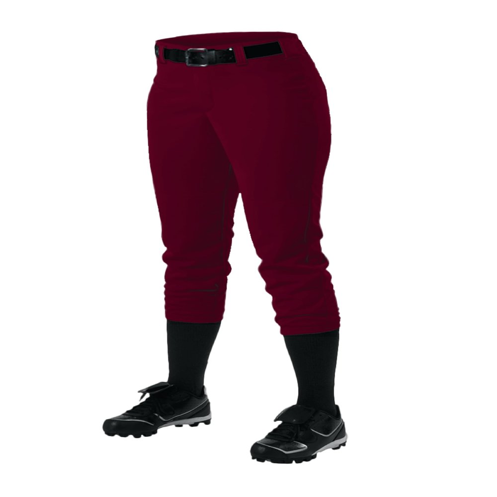 Alleson Athletic Girls Belt Loop Fastpitch Pant, Maroon, Medium