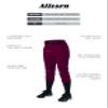 Alleson Athletic Girls Belt Loop Fastpitch Pant, Maroon, Medium view 3