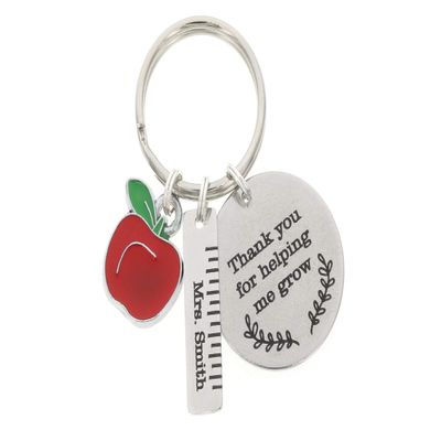DistinctlyIvy Personalized Teacher Gift Keychain - Thank You Engraved School Year Congrats - 25MM Stainless Steel Silver Disc - Custom Name - DGR-1INBAR25MM