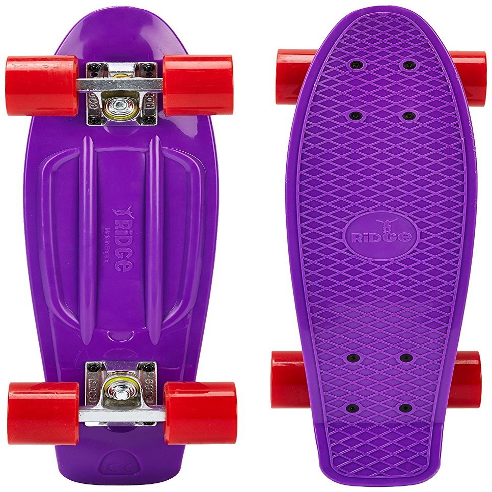 Ridge Skateboards Retro Mini Cruiser Complete Board with Big 70MM Wheels, UK Made