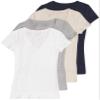 4 Pack Zenana Women's Basic V-Neck T-Shirts Med White, Navy, H Gray, H Beige view 1