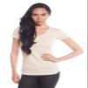 4 Pack Zenana Women's Basic V-Neck T-Shirts Med White, Navy, H Gray, H Beige view 2