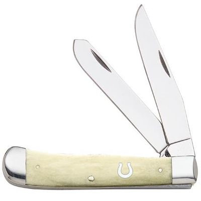 Case XX WR Pocket Knife Horseshoe Shield Natural Smooth Bone Trapper Item #9197 - (6254 SS) - Length Closed: 4 1/8 Inches