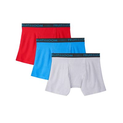 Fruit of the Loom mens Breathable Underwear Boxer Briefs, Boxer Brief - Cotton Mesh 3 Pack, Large US