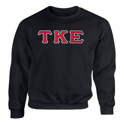 Fashion Greek Tau Kappa Epsilon Twill Letter Crewneck Sweatshirt Black RBW Small