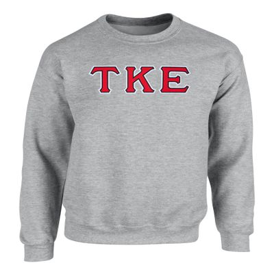 Fashion Greek Tau Kappa Epsilon Twill Letter Crewneck Sweatshirt Sport Grey RBW Medium