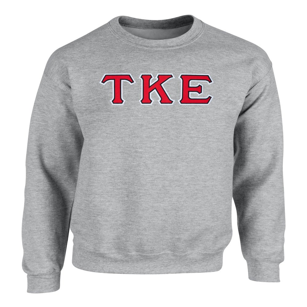 Fashion Greek Tau Kappa Epsilon Twill Letter Crewneck Sweatshirt Sport Grey RBW Medium