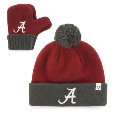 '47 NCAA Alabama Crimson Tide Toddler Bam Knit Beanie & Mittens Set, Razor Red, One Size