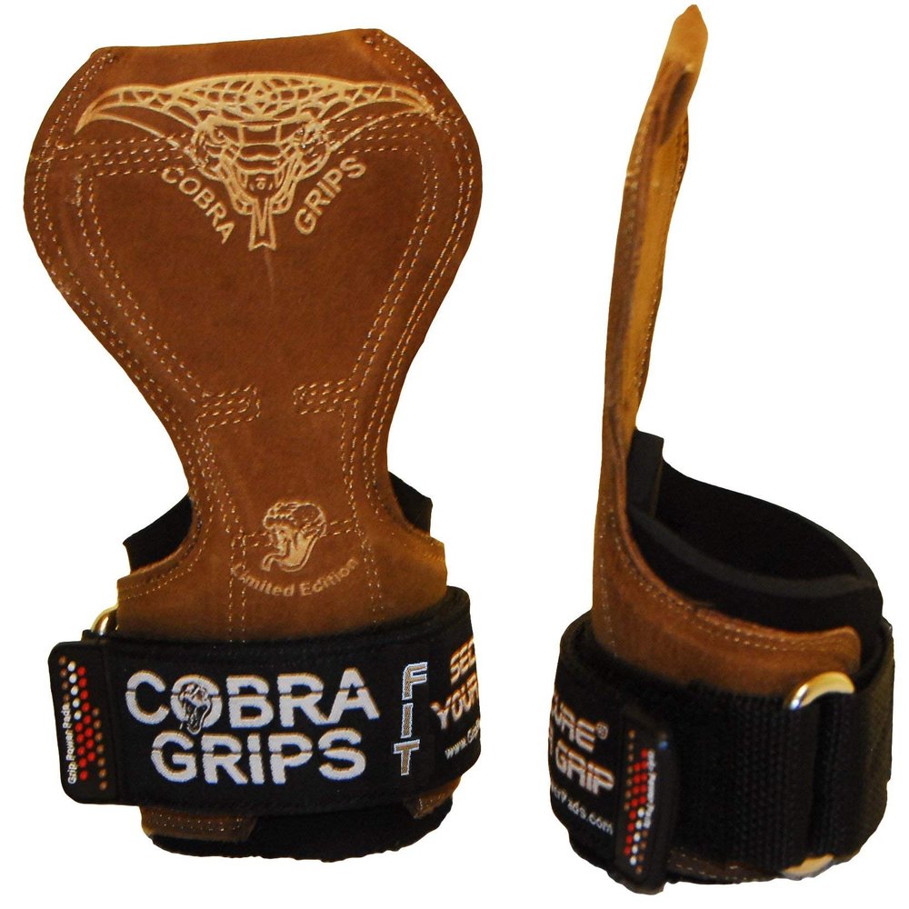 Cobra Grips FIT Leather Weight Lifting Gloves Heavy Duty Straps, Alternative to Power Lifting Hooks, Power Lifting For Deadlifts With Built in Adjustable Neoprene