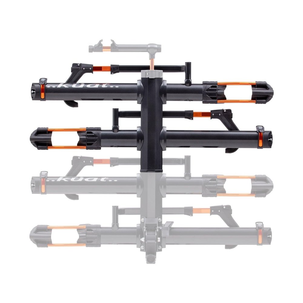 KUAT NV Add-On 2.0-2" - +2-Bike Rack | Increases The 2" NV 2.0 to a 4-Bike Hitch Rack | Rugged All-Metal Construction | E-Bike Compatible | Gray Metallic and Orange Anodize (NA22G)