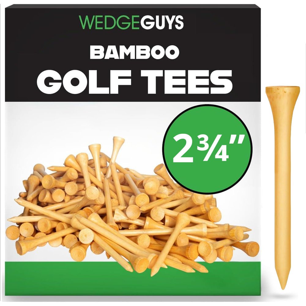Wedge Guys Bamboo Golf Tees 2-3/4" & 3-1/4" | 100,250,500 or 1000 pcs. | Extra Durable & Stronger Than Wood Tees | Biodegradable & Less Friction | PGA Professional Approved, Golf Tees Bulk Bag