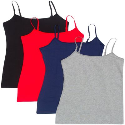 4 Pack Active Basic Women Basic Tank Tops,Black/H Gray/Navy/Red,Large
