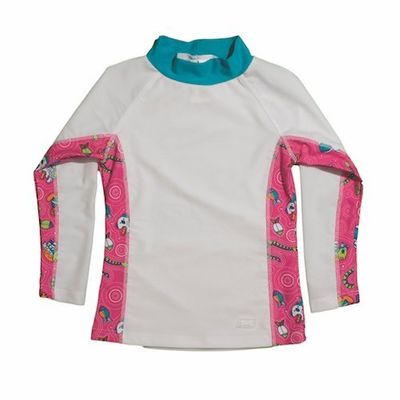 Baby Banz Girls' Toddler Long Sleeve Rash Guard, Cool Gardie Pink, 4