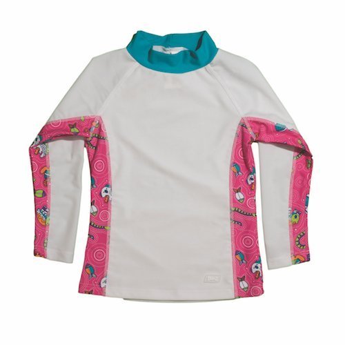Baby Banz Girls' Toddler Long Sleeve Rash Guard, Cool Gardie Pink, 4