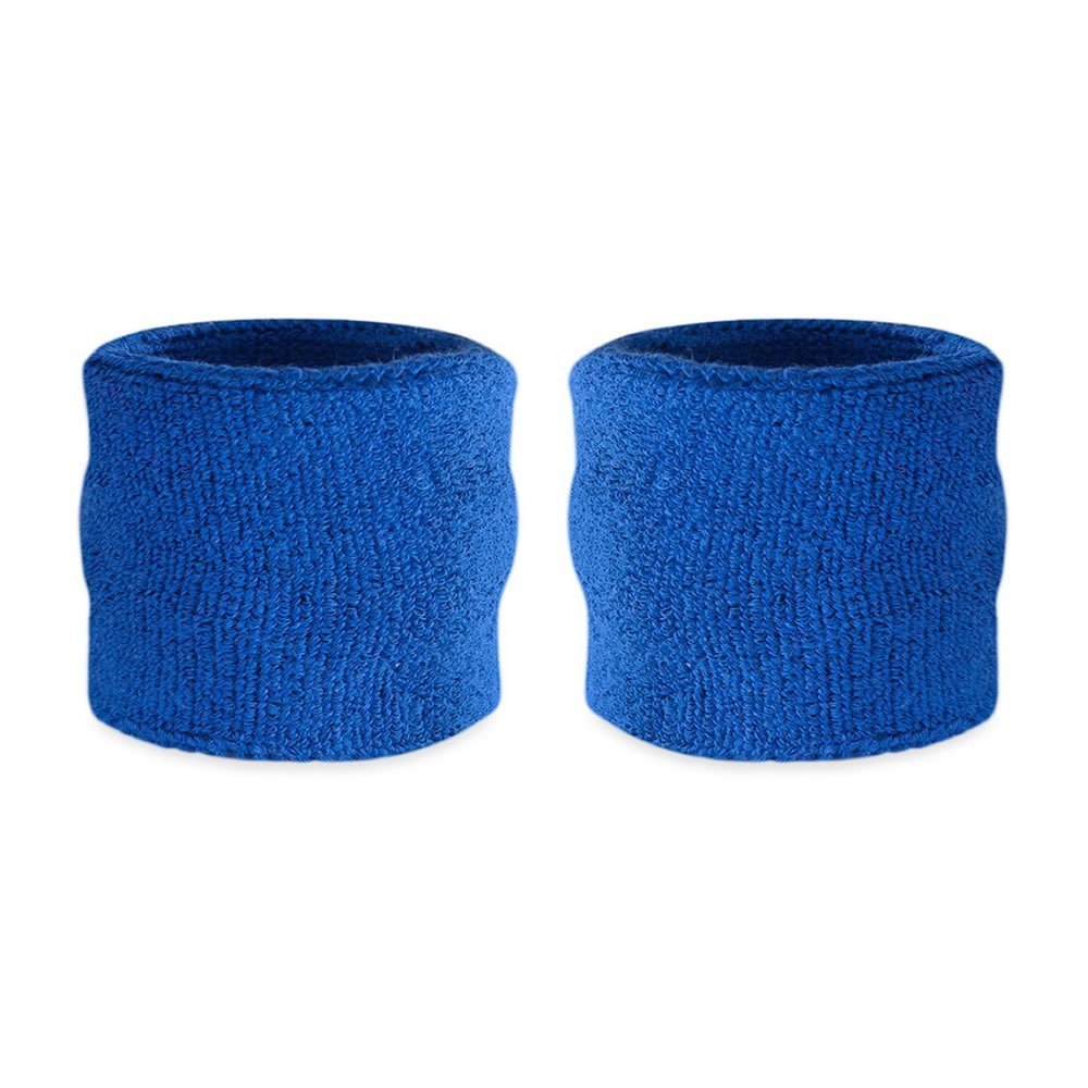 Suddora Wrist Sweatbands, Absorbent and Breathable Thick Cotton Bands for Working Out, Gymnastics, Basketball, Tennis, and Football, Multiuse Wristbands for Costumes and Cosplay, Blue