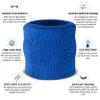 Suddora Wrist Sweatbands, Absorbent and Breathable Thick Cotton Bands for Working Out, Gymnastics, Basketball, Tennis, and Football, Multiuse Wristbands for Costumes and Cosplay, Blue view 2