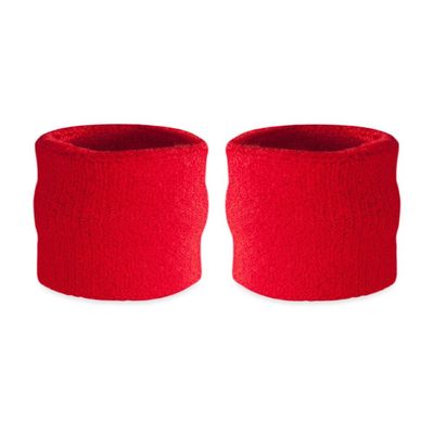 Suddora Wrist Sweatbands, Absorbent and Breathable Thick Cotton Bands for Working Out, Gymnastics, Basketball, Tennis, and Football, Multiuse Wristbands for Costumes and Cosplay, Red