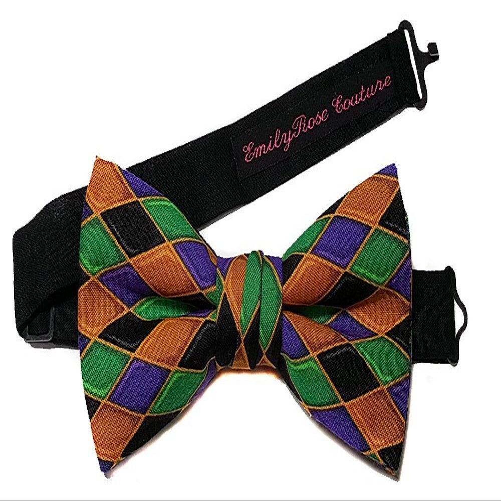 EmilyRose Couture Men's Special Prints Bow Ties (Group 2 of 2) (Medium-6 to 12 year olds, Harlequin)