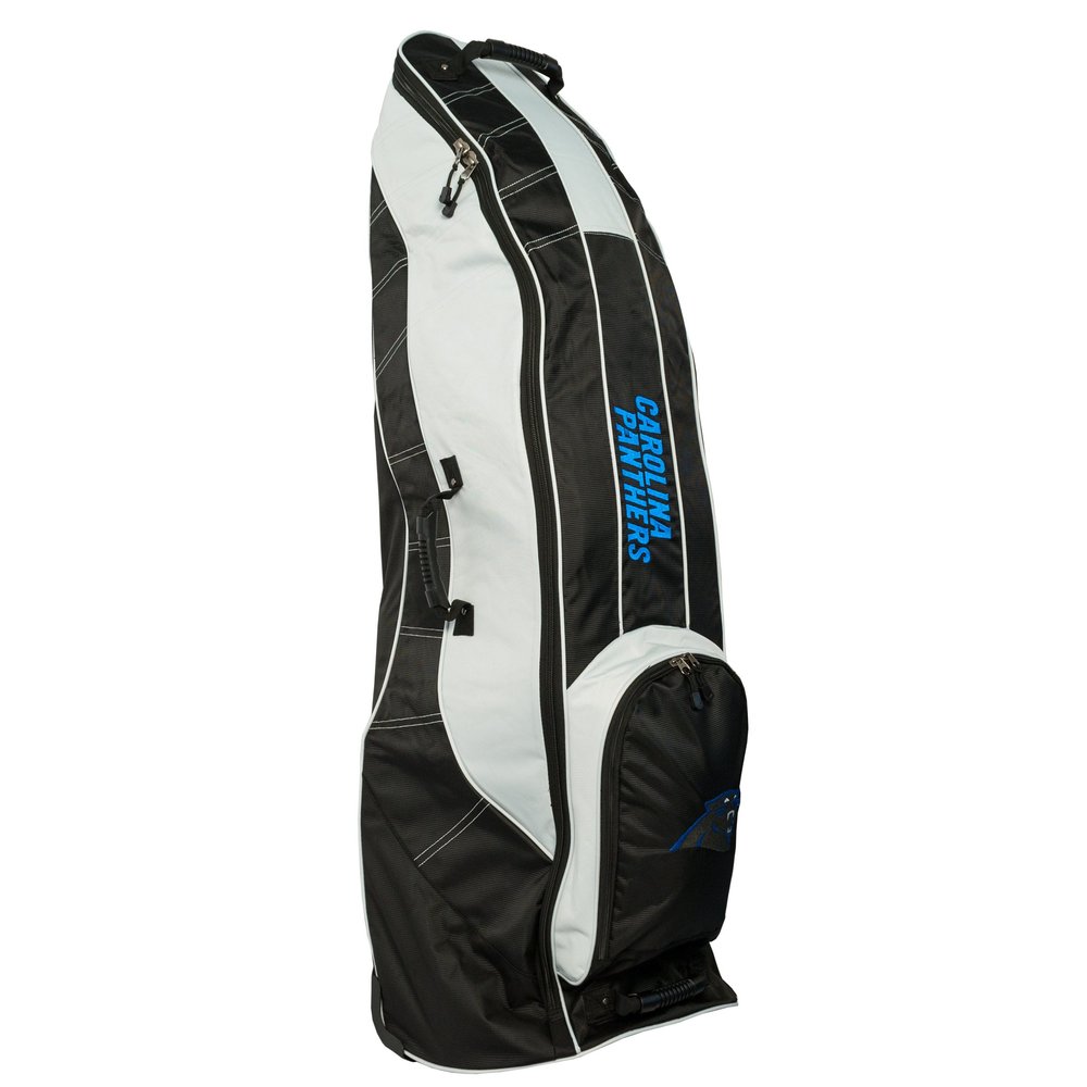 Team Golf NFL Carolina Panthers Golf Travel Bag Travel Golf Bag, High-Impact Plastic Wheelbase, Smooth & Quite Transport, Includes Built-in Shoe Bag, Internal Padding, & ID Card Holder