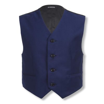 Calvin Klein Boys' Formal Suit Vest, Tailored Fit & Adjustable Back Strap, 4-button Single Breasted Closure & 2 Slit Pockets, Bright Blue, 8
