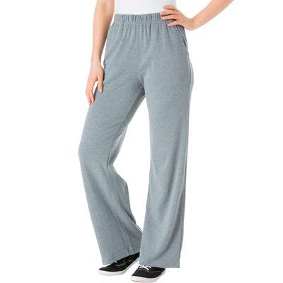 Woman Within Plus Size Petite 7-Day Knit Wide-Leg Pull-On Pants - 6X, Medium Heather Grey