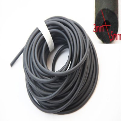 2x5mm Natural Rubber Latex Band for Slingshot Catapult Outdoor Hunting Replacement 10 Meters, May Have a Joint, Not a Continuous One (Black)