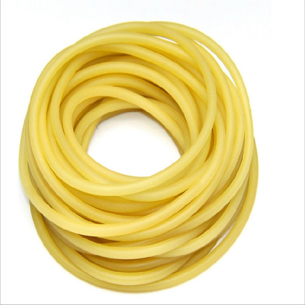 2x5mm Natural Rubber Latex Band for Slingshot Catapult Outdoor Hunting Replacement 10 Meters, May Have a Joint, Not a Continuous One (Yellow)