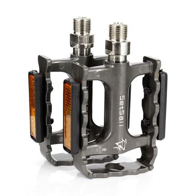 ELEOPTION 2pc SeatSail Bicycle Bike MTB Aluminum Alloy Platform Pedals CNC Steel Axle 9/16" (Titanium, 17C)