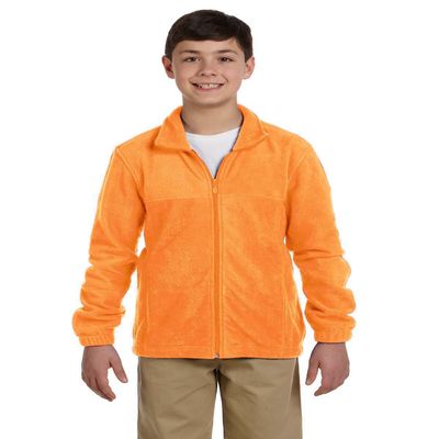 Harriton Youth Full-Zipper Polyester Fleece Pullover, Safety Orange, Large