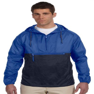 Harriton Men's Nylon Packable Pullover Hooded Jacket, ROYAL/NAVY, XX-Large