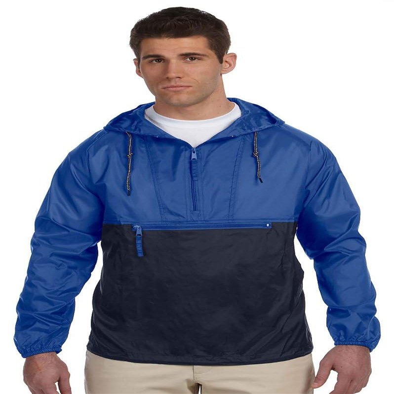 Harriton Men's Nylon Packable Pullover Hooded Jacket, ROYAL/NAVY, XX-Large