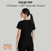 BARCO One Pulse Classic Fit Scrub Top for Women  Black, 5-Pocket V-Neck Scrub Shirt w/ 360 Spandex Stretch, Moisture Wicking, Anti-Static and Quick-Shed  Large, Regular Fit view 4
