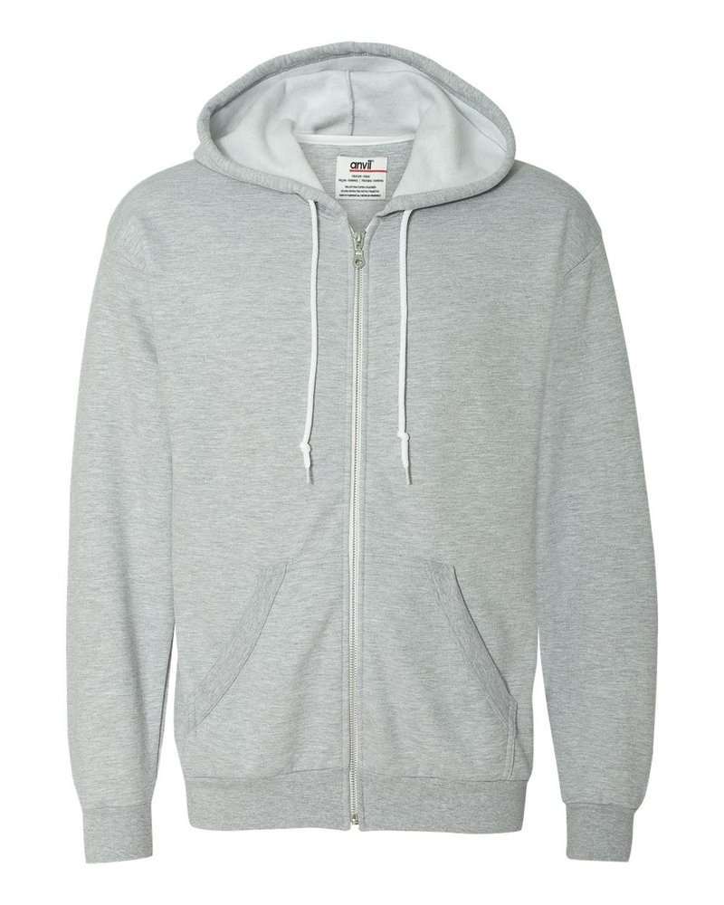 Anvil Adult Combed Ringspun Fashion Full-Zip Hood, HEATHER GREY, XXX-Large