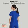 BARCO One Pulse Classic Fit Scrub Top for Women  Cobalt, 5-Pocket V-Neck Scrub Shirt w/ 360 Spandex Stretch, Moisture Wicking, Anti-Static and Quick-Shed  Medium, Regular Fit view 4