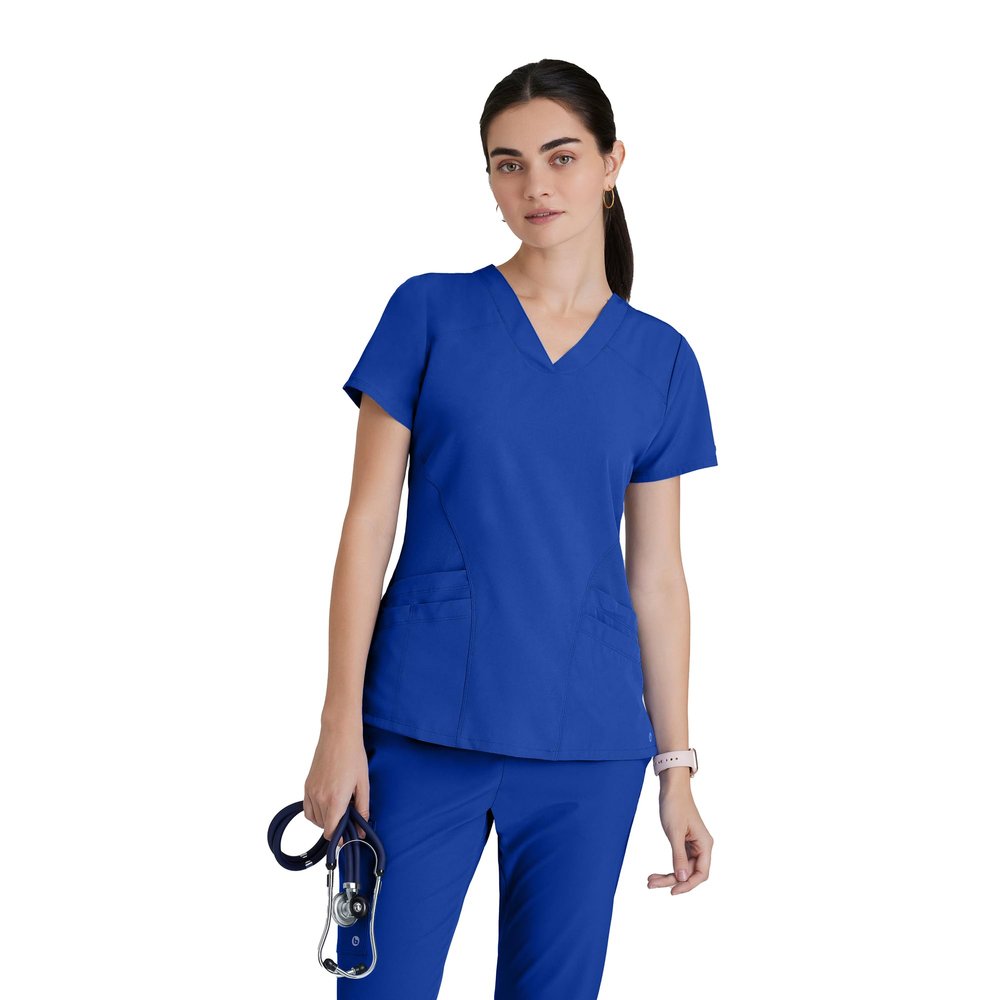 Barco One Pulse Classic Fit Scrub Top for Women  Cobalt, 5-Pocket V-Neck Scrub Shirt w/ 360 Spandex Stretch, Moisture Wicking, Anti-Static and Quick-Shed  5XL, Regular Fit