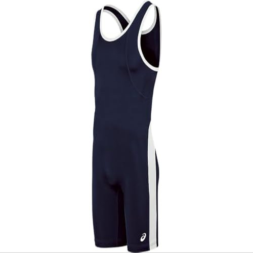 ASICS Men's T-back Performance Wrestling Singlet, Navy/White, X-Large