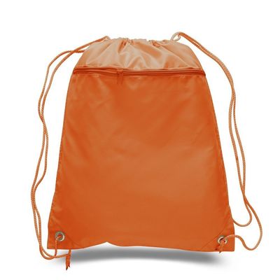Set of 2- Polyester Drawstring Backpack w/Front Pocket Outdoor Beach Gym