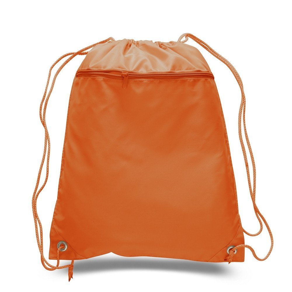 Set of 2- Polyester Drawstring Backpack w/Front Pocket Outdoor Beach Gym