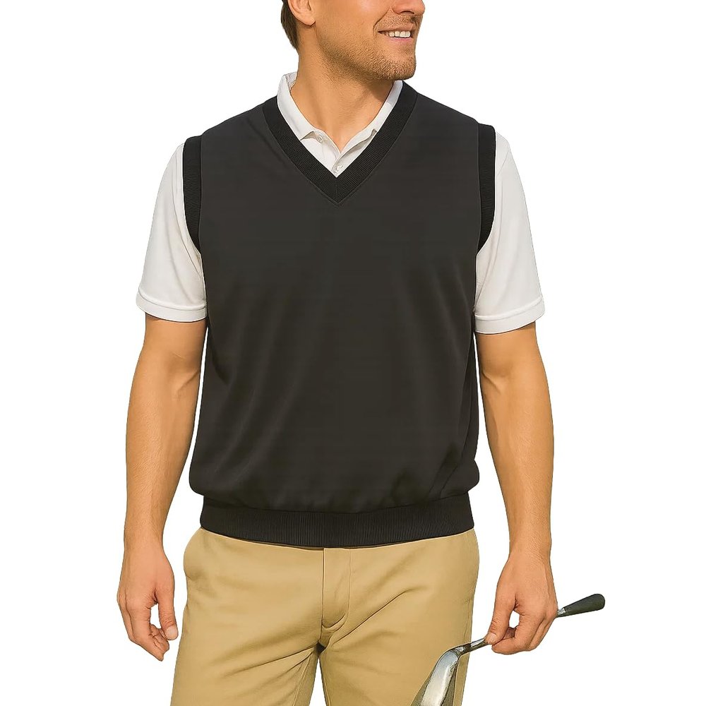 Akwa Mens Golf Vest Lightweight Waterproof Pullover Wind Vest for Men V-Neck Sweater Performance Outerwear Layer Big & Tall