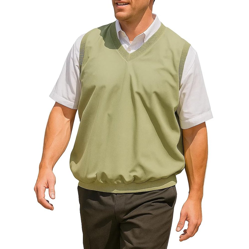 Akwa Mens Golf Vest Lightweight Waterproof Pullover Wind Vest for Men V-Neck Sweater Performance Outerwear Layer Big & Tall