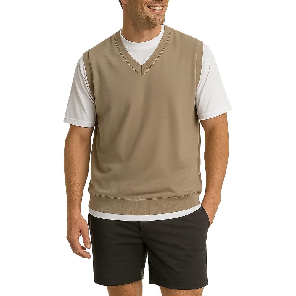 Akwa Mens V-Neck Golf Vest Lightweight Waterproof Pullover Sweater Wind-Resistant Layer Made in USA Performance Outerwear