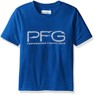 Columbia Boys PFG Hooks Tee, XX-Small, Super Blue